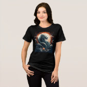 Celestial Dragon Beneath Burning Moon Tri-Blend Shirt (Voorkant volledig)