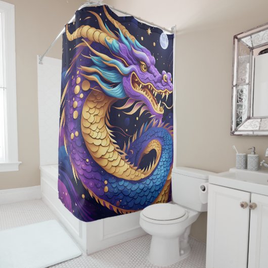 celestial dragon shower curtain douchegordijn (In situ)