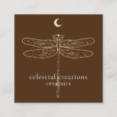 Celestial Dragonfly QR Code Brown Square Biz Card Vierkante Visitekaartje (Voorkant)