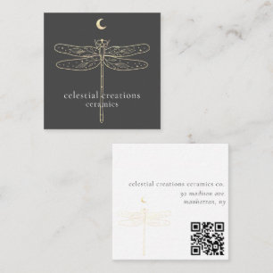 Celestial Dragonfly QR Code Square Visitekaartje