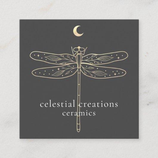 Celestial Dragonfly QR Code Square Visitekaartje (Voorkant)