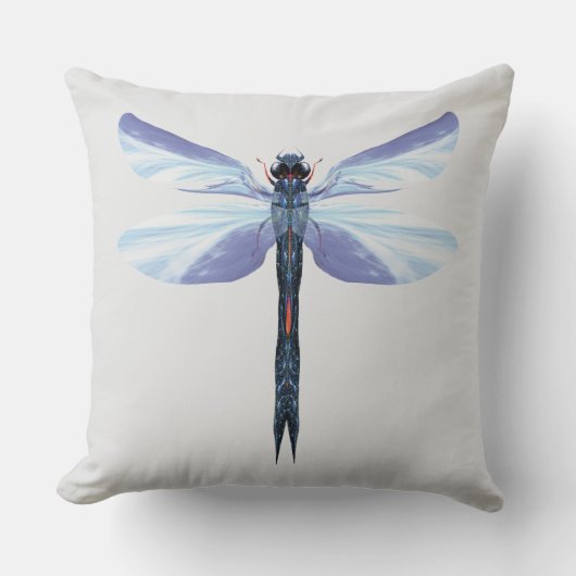 Celestial Dragonfly – Surreal Blue Insect Art Pill Kussen (Voorkant)