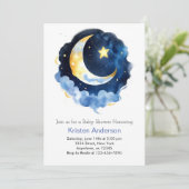 Celestial Dream Blue Moon Boy Baby shower Kaart (Staand voorkant)