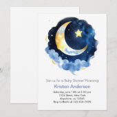 Celestial Dream Blue Moon Boy Baby shower Kaart (Voorkant / Achterkant)