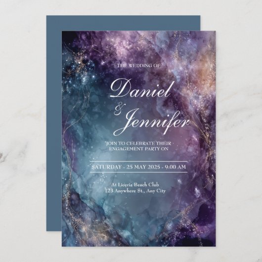 Celestial Dream Waterverf bruiloft uitnodiging (Voorkant / Achterkant)