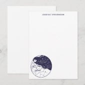 Celestial Dreaming Space Girl Sketch Persoonlijk Notitiekaartje (Voorkant / Achterkant)