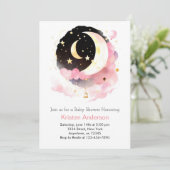 Celestial Dreamland Roze Meisje Baby shower Kaart (Staand voorkant)