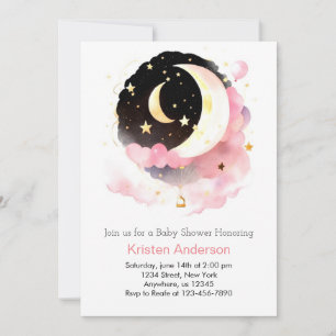 Celestial Dreamland Roze Meisje Baby shower Kaart