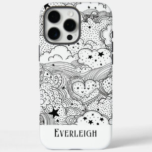 Celestial Dreams Doodles gepersonaliseerd iPhone 16 Pro Max Hoesje