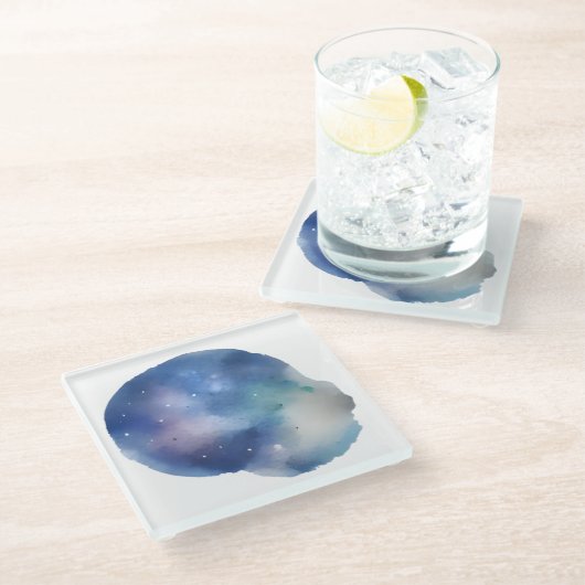 Celestial Dreams: Een Waterverf Verkenning Glazen Onderzetter (Schuin)