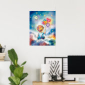 Celestial Dreams - Jongen met hartballonnen Poster (Thuiskantoor)
