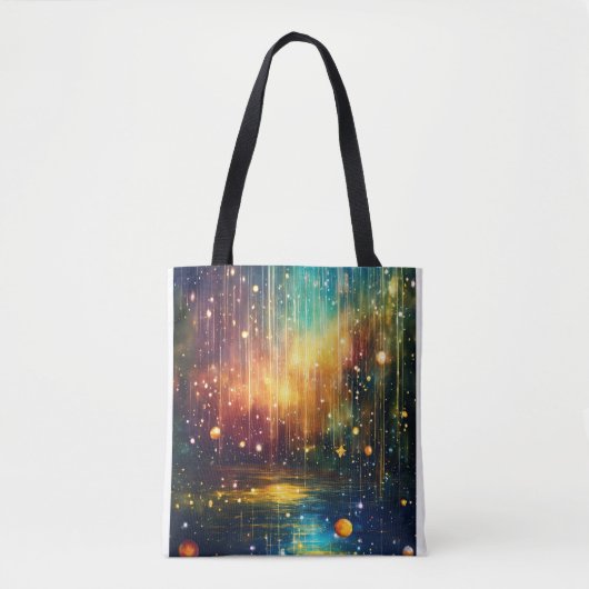 Celestial Dreams: Magische regen en sterrenhemel Tote Bag (Voorkant)
