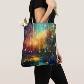 Celestial Dreams: Magische regen en sterrenhemel Tote Bag (Dichtbij)