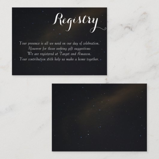 Celestial Dreams Register Informatiekaartje (Voorkant / Achterkant)