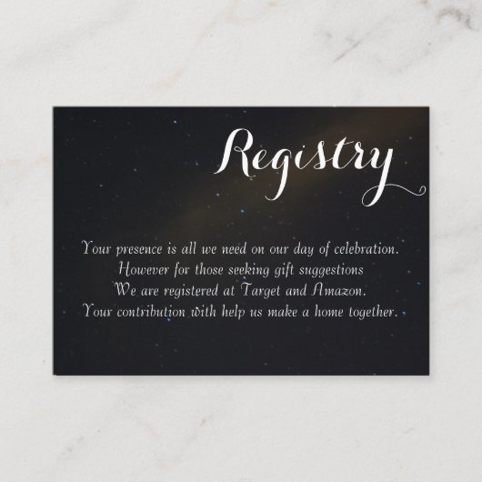 Celestial Dreams Register Informatiekaartje (Voorkant)