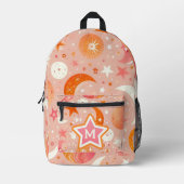 Celestial Dreams Sinaasappel en Roze Monogram Bedrukte Rugzak (Voorkant)