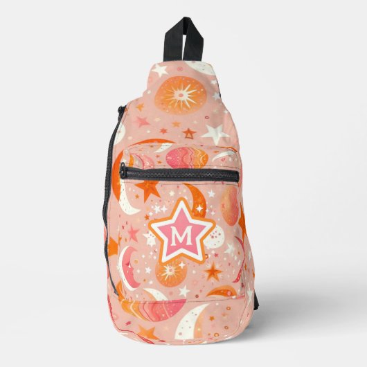 Celestial Dreams Sinaasappel en Roze Monogram Sling Bag (Voorkant)