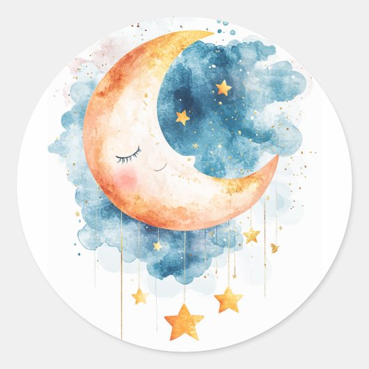 Celestial Dreams Waterverf Ronde Sticker (Voorkant)