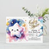 Celestial Dreamscape Adventure Baby shower Kaart (Staand voorkant)