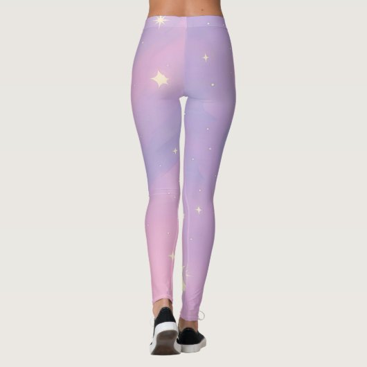 Celestial Dreamscape – Soft Pastel Galaxy Leggings (Achterkant)