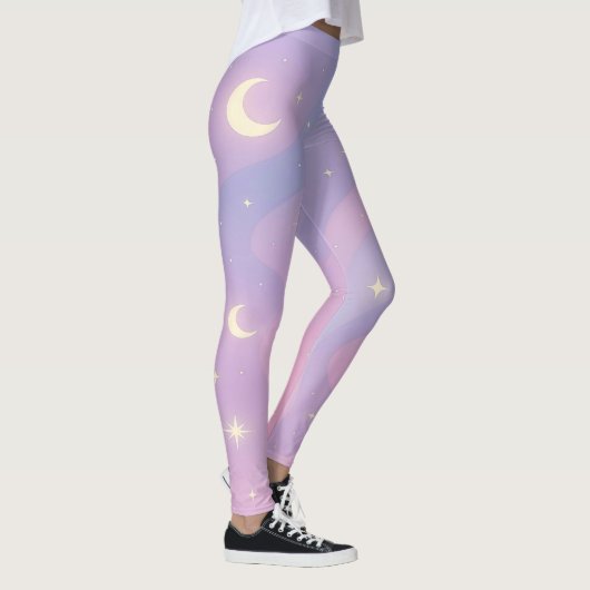 Celestial Dreamscape – Soft Pastel Galaxy Leggings (Rechts)