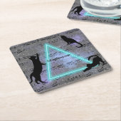 Celestial Drie Muziek-liefhebbende Black Cats Kartonnen Onderzetters (Schuin)