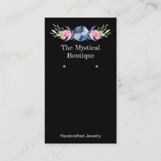 Celestial Drievoudige Maan Oorbel Sieraden Display Visitekaartje (Voorkant)