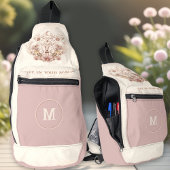 Celestial Dusty Pink Moth Mushrooms Monogram Naam Sling Bag