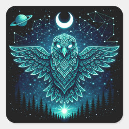 Celestial Eagle – Stellar Freedom Wildlife Galaxy Vierkante Sticker