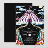 Celestial Eenvoudig Circus Verjaardag Kaart (Voorkant / Achterkant)