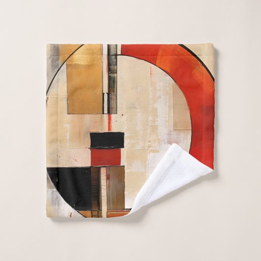 Celestial Elegance: Abstracte Exploratie in Beige Bad Handdoek (Wasdoekje)