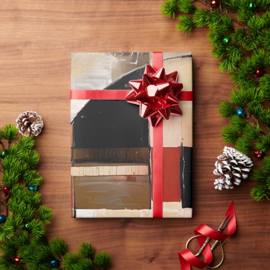 Celestial Elegance: Abstracte Exploratie in Beige Cadeaupapier (Feestdagen Geschenken)