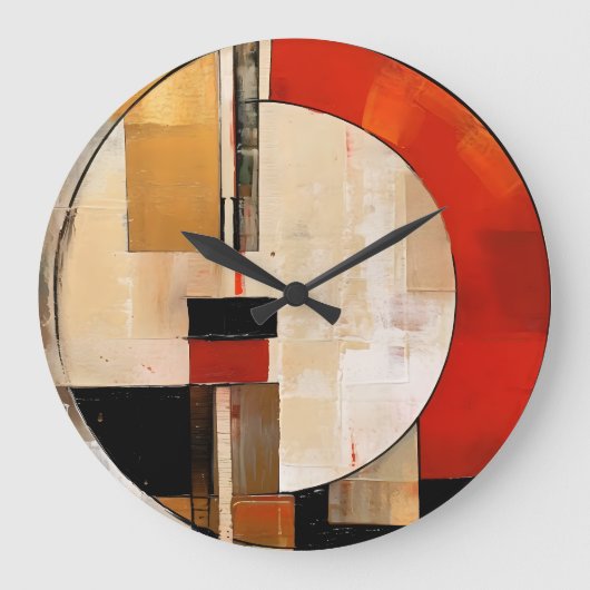 Celestial Elegance: Abstracte Exploratie in Beige Grote Klok (Voorkant)