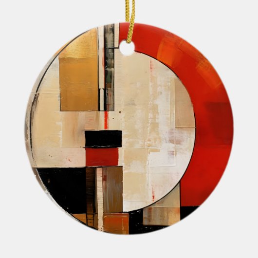 Celestial Elegance: Abstracte Exploratie in Beige Keramisch Ornament (Voorkant)