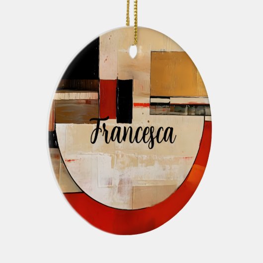 Celestial Elegance: Abstracte Exploratie in Beige Keramisch Ornament (Rechts)