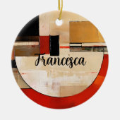 Celestial Elegance: Abstracte Exploratie in Beige Keramisch Ornament (Voorkant)