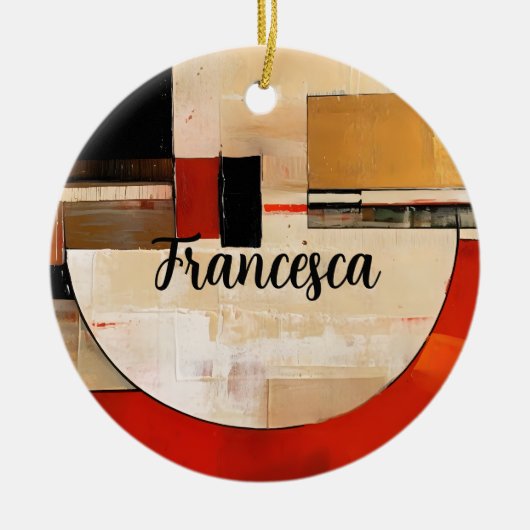 Celestial Elegance: Abstracte Exploratie in Beige Keramisch Ornament (Voorkant)