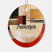 Celestial Elegance: Abstracte Exploratie in Beige Keramisch Ornament (Links)