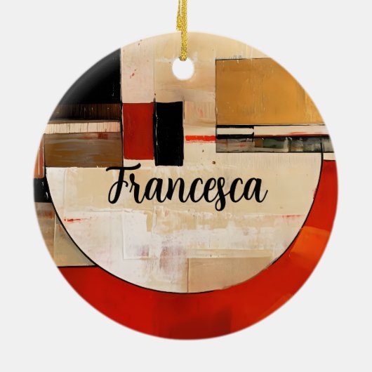 Celestial Elegance: Abstracte Exploratie in Beige Keramisch Ornament (Achterkant)