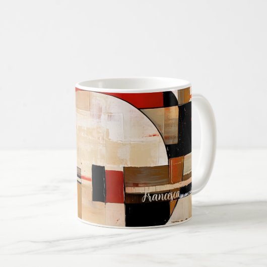 Celestial Elegance: Abstracte Exploratie in Beige Koffiemok (Voorkant rechts)