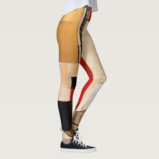Celestial Elegance: Abstracte Exploratie in Beige Leggings (Rechts)