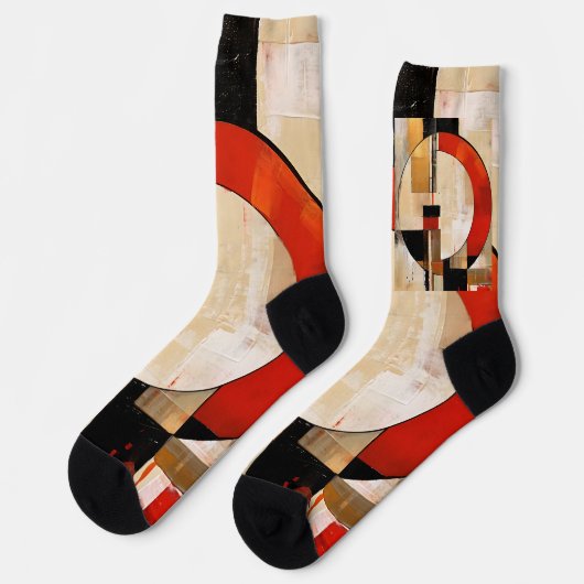 Celestial Elegance: Abstracte Exploratie in Beige Sokken (Links)