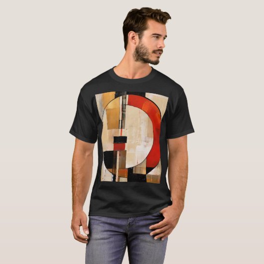 Celestial Elegance: Abstracte Exploratie in Beige T-shirt (Voorkant volledig)