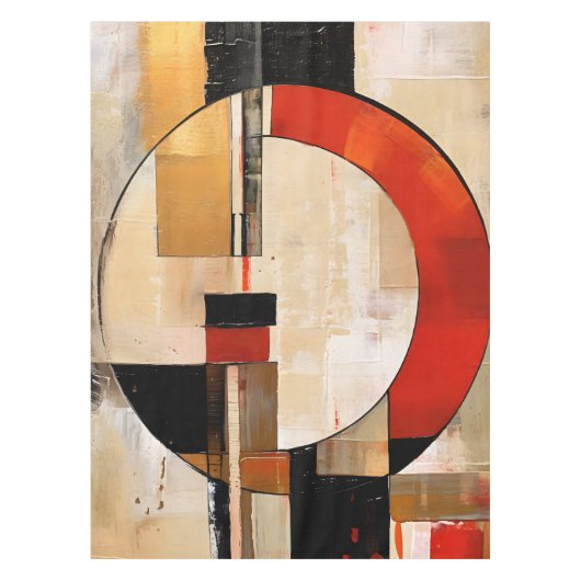 Celestial Elegance: Abstracte Exploratie in Beige Tafelkleed (Voorkant)