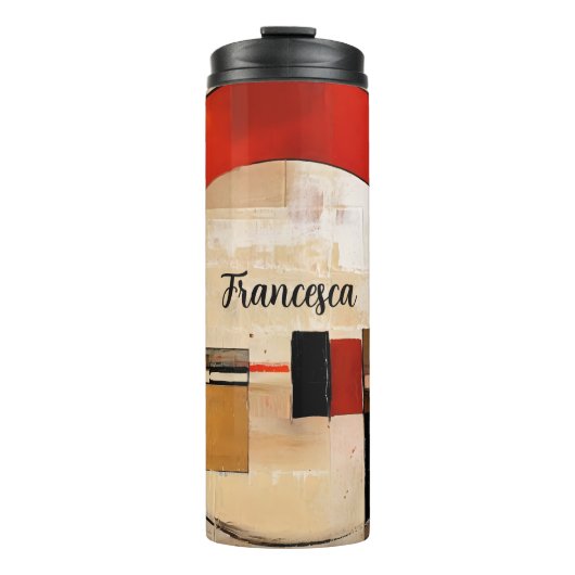 Celestial Elegance: Abstracte Exploratie in Beige Thermosbeker (Voorkant)