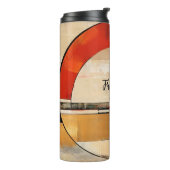 Celestial Elegance: Abstracte Exploratie in Beige Thermosbeker (Gedraaid links)