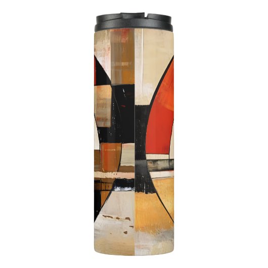 Celestial Elegance: Abstracte Exploratie in Beige Thermosbeker (Achterkant)