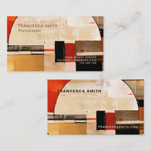 Celestial Elegance: Abstracte Exploratie in Beige Visitekaartje (Voorkant / Achterkant)