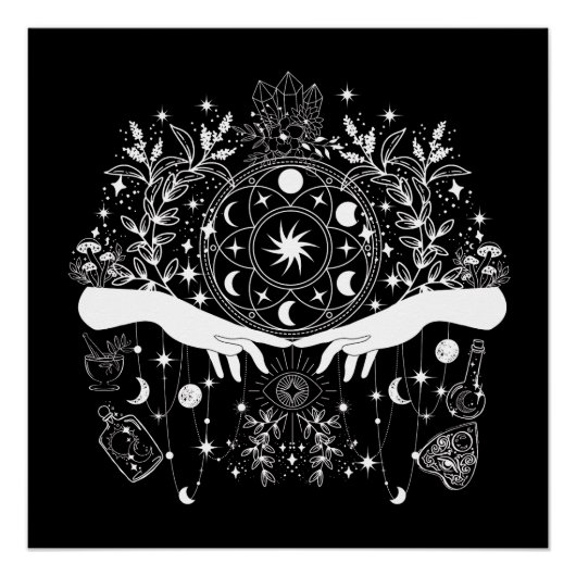 Celestial Elegance: Maan Godin Design Perfect Poster (Voorkant)