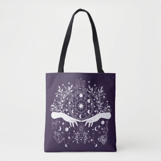 Celestial Elegance: Maan Godin Design Tote Bag (Voorkant)